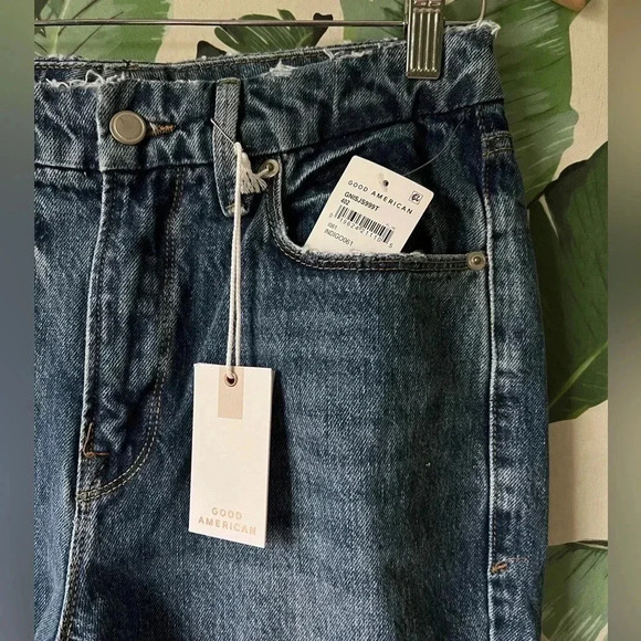 Good American Good 90s Ripped Slim Fit Straight Leg Jeans in Indigo016 Size 28 - Picture 6 of 16